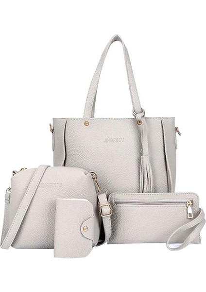 Yaz Yeni 4'lü Paket Kadın Cüzdan ve Çanta Seti Düz Renk Pu Deri Satchel Çanta Omuz Çantası Çanta Trendy Basit Mektup Çanta (Yurt Dışından) indirimleri