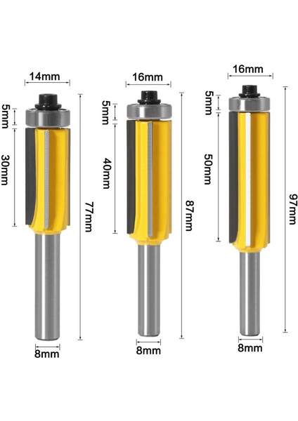 1/3 Adet 8mm Shank 4-Blade Düzeltici Yönlendirici Bit Ağaç Işleme Freze Kesici Aracı (Yurt Dışından)