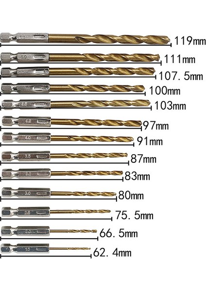 13 Adet 1/4 Hex Shank 1.5-6.5mm Matkap Uçları Hss Yüksek Hız Çelik Matkap Ucu Seti Aracı Podazz (Yurt Dışından)