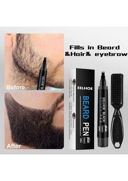 Sakal Dolum Kalem Seti Sakal Artırıcı Fırça Sakal Boyama Şekillendirme Araçları Su Geçirmez Siyah Kahverengi Saç Kalemi Adam Kozmetik (Yurt Dışından)