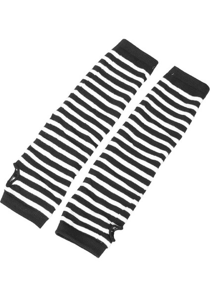 Çift Beyaz Siyah Çizgili Akrilik Parmaksız Kol Isıtıcıları Eldiven Kadınlar Için (Yurt Dışından) fiyatları