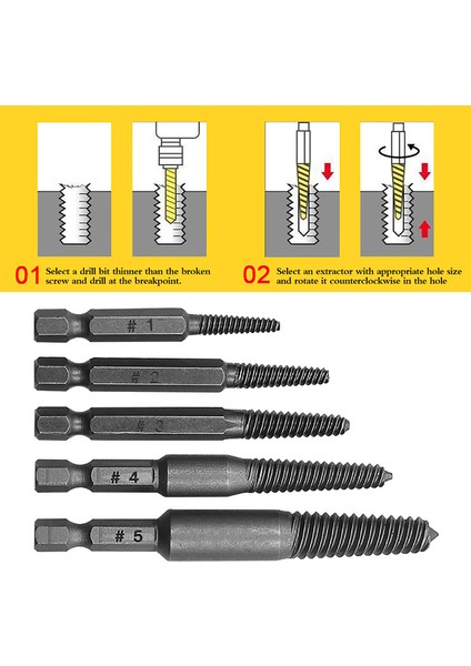 5pcs Vida Çıkarıcı Merkezi Matkap Uçları Kılavuz Seti Kırık Hasarlı Cıvata Sökücü (Yurt Dışından) indirimleri