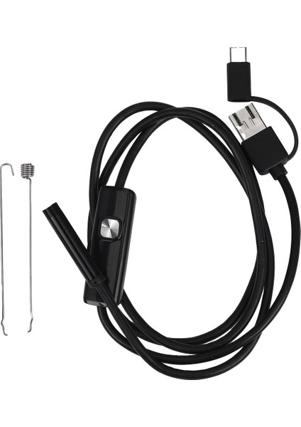 3'ü 1 Arada Endoskop Borescope Kamera Dahili 6 LED USB Tip-C(1m 7mm) (Yurt Dışından)
