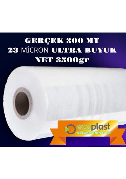 Ultra Büyük Gerçek 300 mt 23 Micron Palet Streci Net 3500 gr Streç 50 cm