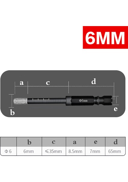 6/8/10/12MM Altıgen Saplı Vakum Lehimli Elmas Kuru Matkap Uçları Delik Testere Kesici Podazz (Yurt Dışından) fiyatları