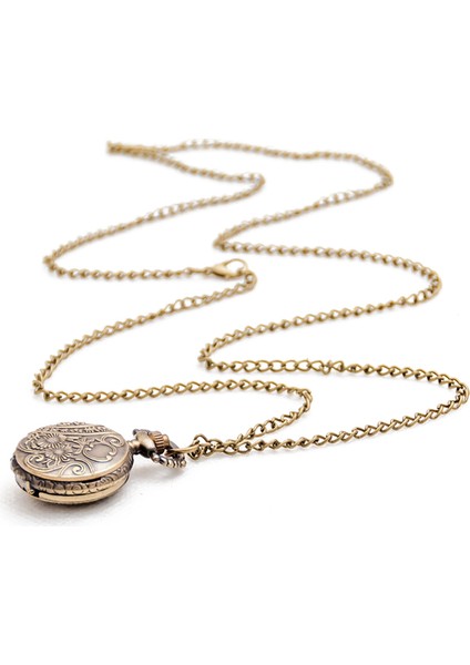 Moda Vintage Retro Bronz Kuvars Saat Cebi Zincir Kolye Kolye (Lotus) (Yurt Dışından) modelleri