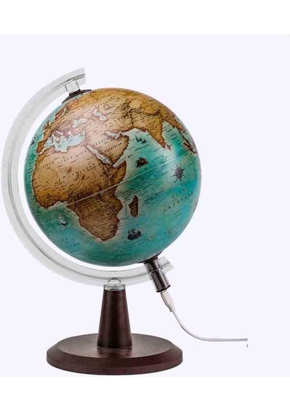 05023 26 cm Antik Yer Küre Işıklı