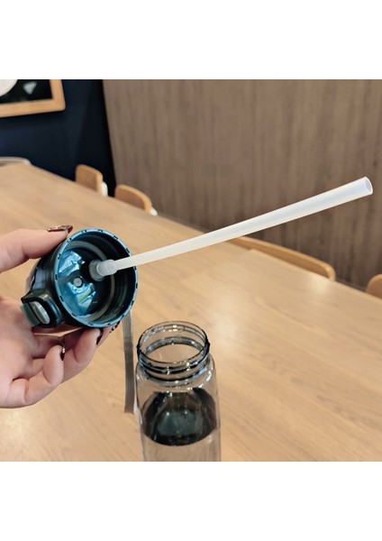 Öğrenci Taşınabilir Su Bardağı Büyük Kapasiteli Pipetli Bardak Spor Su Şişesi (Yurt Dışından)