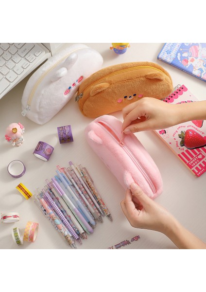 Karikatür Peluş Kalem Çantası Öğrenci Büyük Kapasiteli Kırtasiye Kutusu Sevimli Kalem Kutusu (Yurt Dışından) modelleri