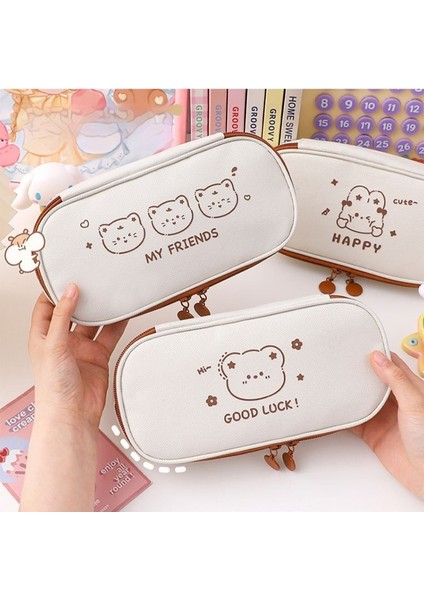 Öğrenci Tuval Kalem Çantası Büyük Kapasiteli Kalem Kutusu Ins Tarzı Kırtasiye Kutusu (Yurt Dışından) fırsatları