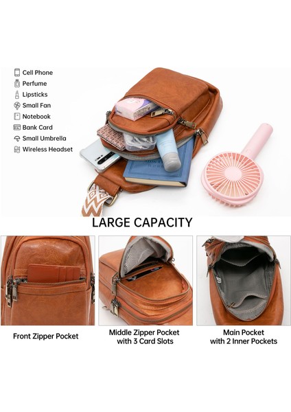 Deri Crossbody Çanta Seyahat Açık Omuz Çantası Kadın Erkek Göğüs Çantası (Yurt Dışından)