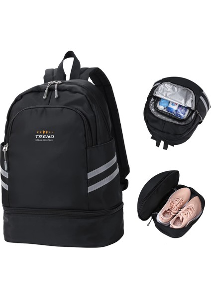 Ayakkabı Bölmeli ve Islak ve Kuru Ayırma Bayan Spor Sırt Çantası Katlanabilir Spor Çantası Seyahat Çantası (Yurt Dışından)