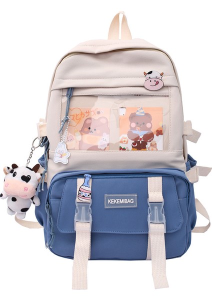 Zizi'nin Büyük Kapasiteli Öğrenci Okul Çantası Karikatür Çok Bölmeli Sırt Çantası, Bebek Kolyesiyle Birlikte Gelir (Yurt Dışından)