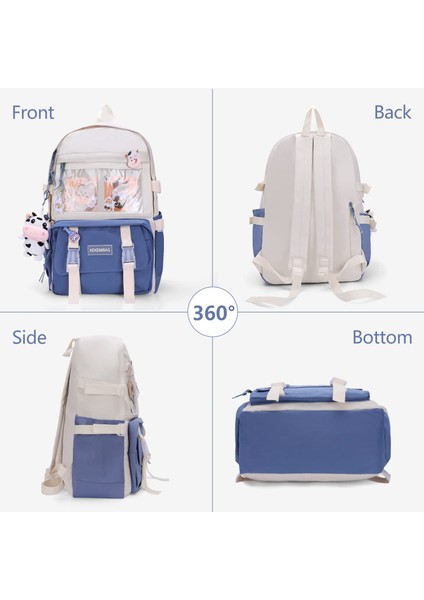 Zizi'nin Büyük Kapasiteli Öğrenci Okul Çantası Karikatür Çok Bölmeli Sırt Çantası, Bebek Kolyesiyle Birlikte Gelir (Yurt Dışından) fiyatları