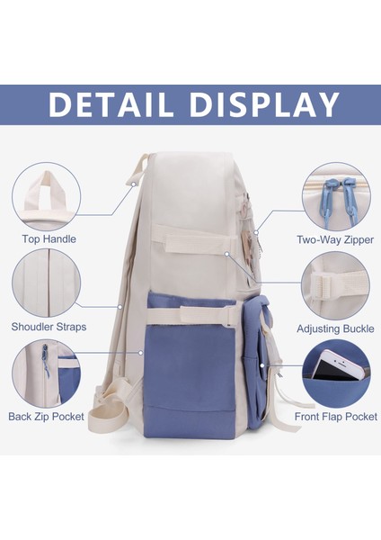 Zizi'nin Büyük Kapasiteli Öğrenci Okul Çantası Karikatür Çok Bölmeli Sırt Çantası, Bebek Kolyesiyle Birlikte Gelir (Yurt Dışından) modelleri