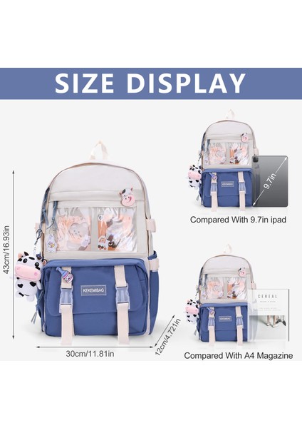 Zizi'nin Büyük Kapasiteli Öğrenci Okul Çantası Karikatür Çok Bölmeli Sırt Çantası, Bebek Kolyesiyle Birlikte Gelir (Yurt Dışından) indirimleri