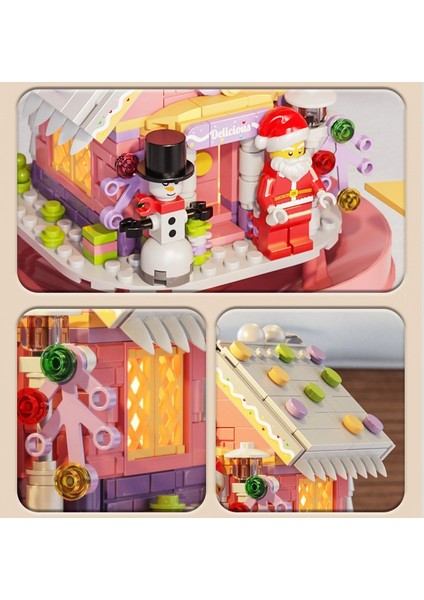 Noel Pembe Şeker Evi Yapı Taşları Otomatik Kar Müzik Kutusu Çocuk Eğitici Oyuncaklar (Yurt Dışından) fiyatları