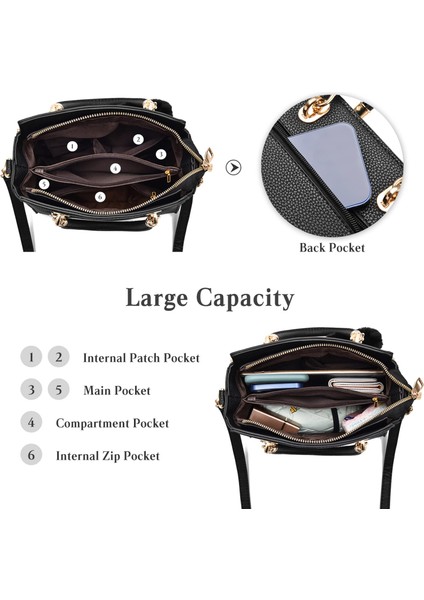 Büyük Kapasiteli Omuz Çantası Kadın Günlük Crossbody Çanta Deri Tote Çanta (Yurt Dışından)