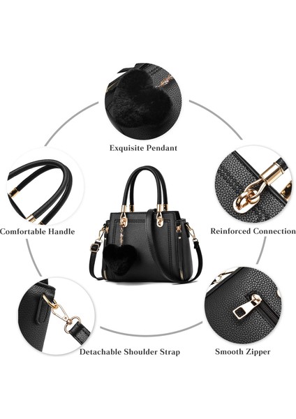 Büyük Kapasiteli Omuz Çantası Kadın Günlük Crossbody Çanta Deri Tote Çanta (Yurt Dışından)