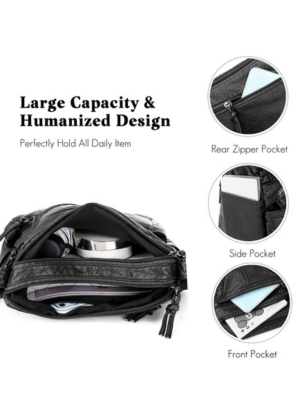 Kadın Yumuşak Deri Omuz Çantası Büyük Kapasiteli Crossbody Çanta Cep Telefonu Çantası (Yurt Dışından)