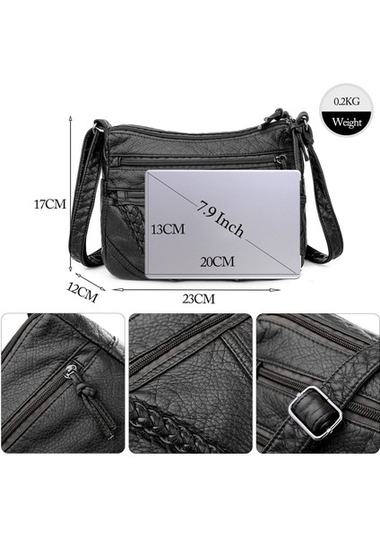 Kadın Yumuşak Deri Omuz Çantası Büyük Kapasiteli Crossbody Çanta Cep Telefonu Çantası (Yurt Dışından)
