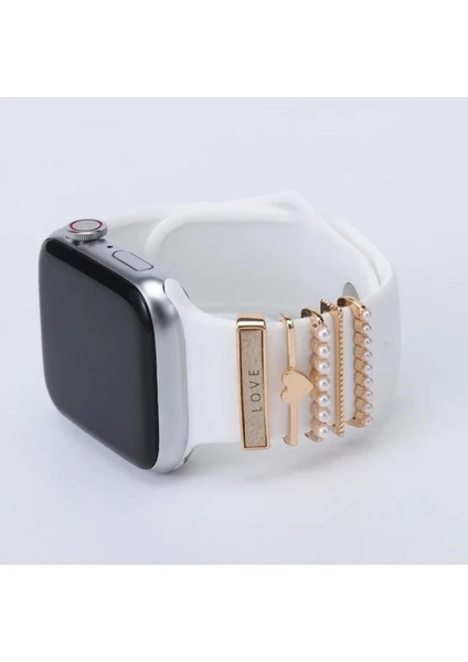 Psgt Apple Watch Uyumlu  Kordon Süsü ( Yüksek Kalite) Rose Gold