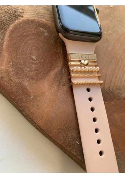 Psgt Apple Watch Uyumlu  Kordon Süsü ( Yüksek Kalite) Rose Gold