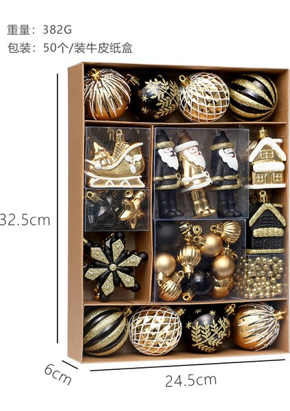 Noel Dekorasyonları 50PC/SIYAH ve Altın Boyanmış Noel Topu Ayarladı Noel Ağacı Dekorasyonları Takılmış Şekerleri (Yurt Dışından) fiyatları