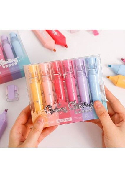 Chosch Highlighter Gala x y Glinting Fosforlu 6'lı Fosforlu Kalem