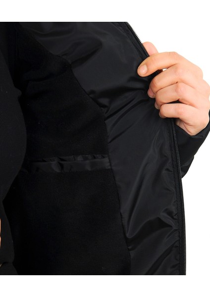 Kadın Siyah Kapüşonlu Içi Polarlı Su Geçirmez Rüzgara Dayanıklı Şişme Mont indirimleri