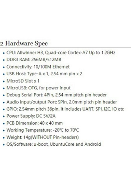 Nanopi Neo Açık Kaynak Allwinner H3 Geliştirme Kartı Süper Raspberry Pie -Core -A7 Ddr3 (Ram 256MB) (Yurt Dışından)