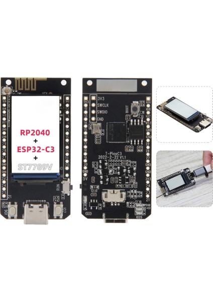 T-Picoc3 Geliştirme Kurulu + Kılıf 1.14 Inç LCD Ekran Çift Mcu RP2040 ESP32-C3 Wifi + Bt4.2 Kablosuz Wıfı Modülü (Yurt Dışından)