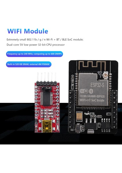 OV2640 Kamera + Usb'den Ttl'ye Seri Dönüştürücü + Ipex 2.4g Sma Antenli ESP32-CAM Wifi Bluetooth Geliştirme Kartı (Yurt Dışından)