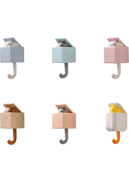 6 Adet Sevimli Hayvan Kancaları, 6 Adet Sevimli Anahtarlık Kanca Duvara Monte Yapışkanlı Kanca Ceket Kancaları (Yurt Dışından)
