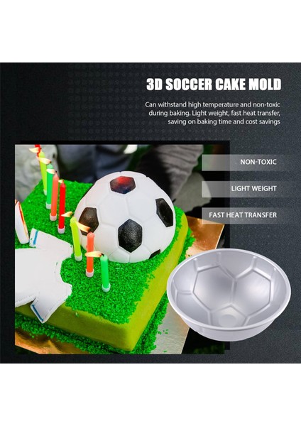 1 Adet 3D Yarım Yuvarlak Top Şekilli Futbol Kek Kalıbı 8 Inç Kalınlaşma Alüminyum Alaşımlı Kalıp Doğum Günü Fırın Tepsisi (Yurt Dışından)