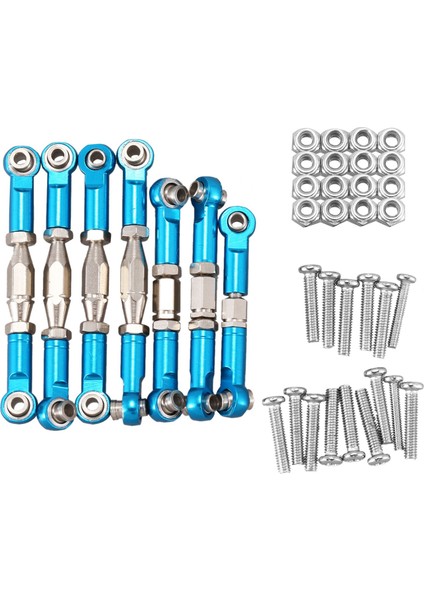 144001 1/14 Rc Araba Yedek Parçaları Metal Bağlantı Servo Çekme Çubuğu Direksiyon Rot Seti, Mavi (Yurt Dışından)