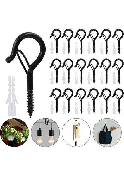 25 Pcs Q Emniyet Tokalı Askı Kancaları, Asılı Bitkiler Için Dış Mekan Dize Işıklarını Asmak Için Rüzgar Geçirmez Vida Kancaları, (Yurt Dışından) indirimleri