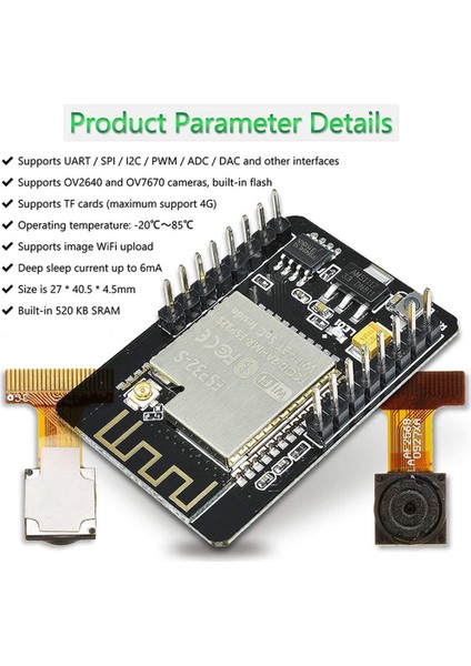 ESP32-CAM Wifi + Bluetooth Modülü Kamera Modülü Geliştirme Kurulu ESP32 Kamera Modülü ile OV2640 2mp Arduino1 Için (Yurt Dışından)