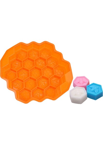 Petek Silikon Sabun Kalıbı 19 Delikli Pişirme Kek Kalıbı Aile Veya Arkadaşlar Partisi Için Bakeware (Turuncu) (Yurt Dışından)