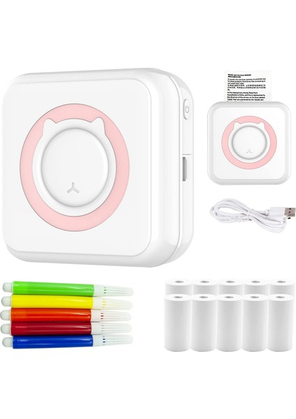 Taşınabilir Etiket Yazıcısı, Mini C15 Cep Termal Yazıcısı, Bluetooth Fotoğraf Yazıcısı, Taşınabilir Etiket Etiket Yazıcısı, Pembe (Yurt Dışından)
