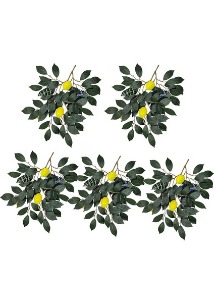 5 Paket Yapay Limon Dalları, Limon Meyveli 36 Inç Sprey, Yeşillik Çelenk Dekoratif Meyve (Yurt Dışından)