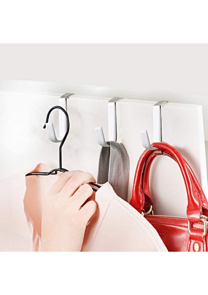 Giysileri Asmak Için Kapı Üstü Kancaları, 6 Paket Askı Yumuşak Kauçuk Yüzey Çizilmeleri Önler, Banyo Için Kapı Kancası Siyah (Yurt Dışından)
