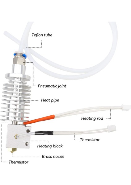 3D Yazıcı Ekstruder Kiti, Silikon Çorap ve 0,4mm Meme ile Uyumlu 3D Yazıcı Hotend Baskı Kafası (Yurt Dışından)