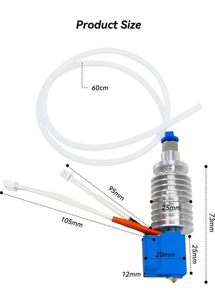 3D Yazıcı Ekstruder Kiti, Silikon Çorap ve 0,4mm Meme ile Uyumlu 3D Yazıcı Hotend Baskı Kafası (Yurt Dışından)