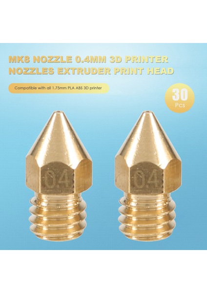 30 Adet Mk8 Nozul 0.4mm 3D Yazıcı Nozulları Ekstruder Baskı Kafası 3D Yazıcı Için -10 (1 Adet Plastik Kutu) (Yurt Dışından)