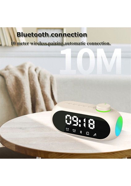 Taşınabilir Mini Fm Radyo Alıcısı Hifi Ses Rgb Bluetooth Hoparlör Saatli Çift Çalar Saat Desteği Handsfree -B (Yurt Dışından)