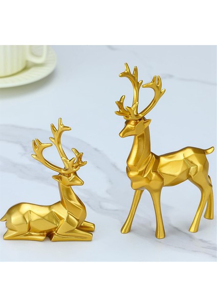 Altın Noel Süslemeleri - Reçine Oturan Ayakta Geyik Heykelleri, Olağanüstü Ren Geyiği Heykelleri Ev Dekorunuza Ekleyin (Yurt Dışından) fırsatları