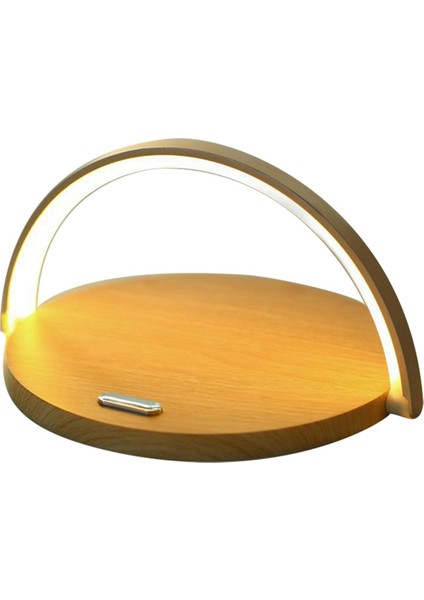 Yuvarlak Dokunmatik Küçük Masa Lambası Çok Fonksiyonlu Kablosuz Şarj Cihazı Cep Telefonu Tutucu Ahşap Tahıl Rengi (Yurt Dışından) indirimleri