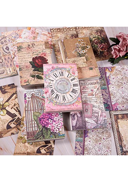 500 Adet Vintage Scrapbooking Kağıt Çiçekler Serisi Scrapbooking Malzemeleri Dıy Koleksiyonu Dekoratif Kağıt (Yurt Dışından)