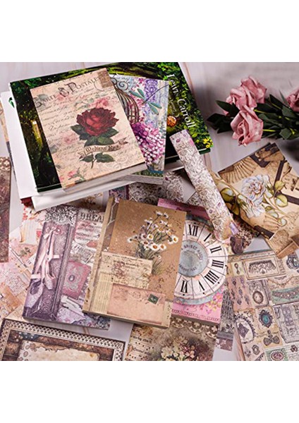 500 Adet Vintage Scrapbooking Kağıt Çiçekler Serisi Scrapbooking Malzemeleri Dıy Koleksiyonu Dekoratif Kağıt (Yurt Dışından)